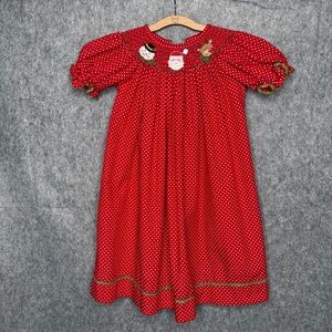 StellyBelly Red Polka Dot Holiday Smoked Children's Dress- Sz‎ 5